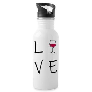 Amour Vin Verre de vin Amoureuse de vin Cadeau Femmes amoureuses - Gourde avec paille intégrée - blanc - Droite