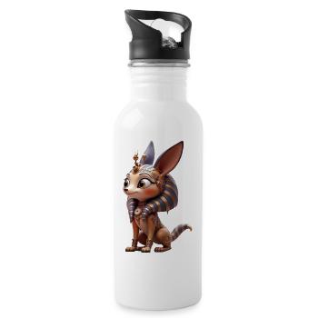 Goldener Steampunk-Gürteltier - Trinkflasche mit integriertem Trinkhalm - Weiß - Rechts