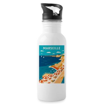 Marseille Côte Azur Plage - Gourde avec paille intégrée - blanc - Droite