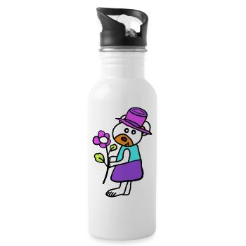 Teddy Teddy Ours en peluche Enfants fleurs Fleurs Maman Fête des Mères - Gourde avec paille intégrée - blanc - Droite