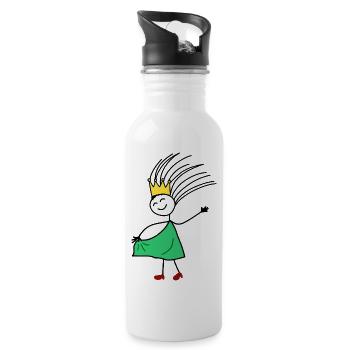 Crowned Joy: Minimal Princess Sketch - Water bottle with straw - white - Right