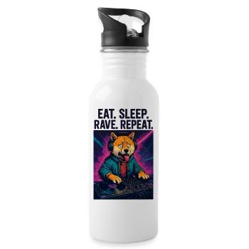 Shiba Inu DJ : Eat Sleep Rave rediffuse les streetwear - Gourde avec paille intégrée - blanc - Droite