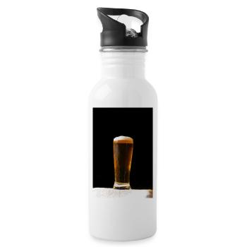 Bierglas Abendlicht - Trinkflasche mit integriertem Trinkhalm - Weiß - Rechts