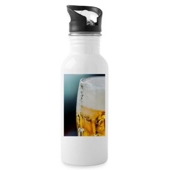 Lichtgold Bierglas Muster - Trinkflasche mit integriertem Trinkhalm - Weiß - Rechts