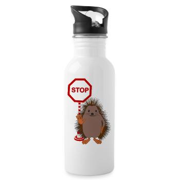 Hör auf zu mobben – Süßer Igel - Trinkflasche mit integriertem Trinkhalm - Weiß - Rechts