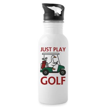 Gans im Golfwagen – Spiel einfach Golf - Trinkflasche mit integriertem Trinkhalm - Weiß - Rechts