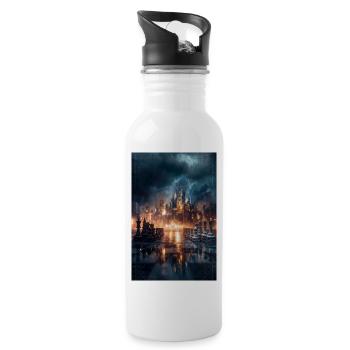 Stormlit Chess Fortress - Water bottle with straw - white - Right