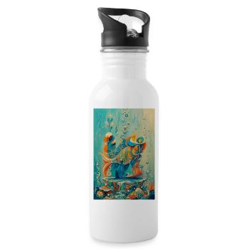 Koi underwater colorful artwork - Water bottle with straw - white - Right