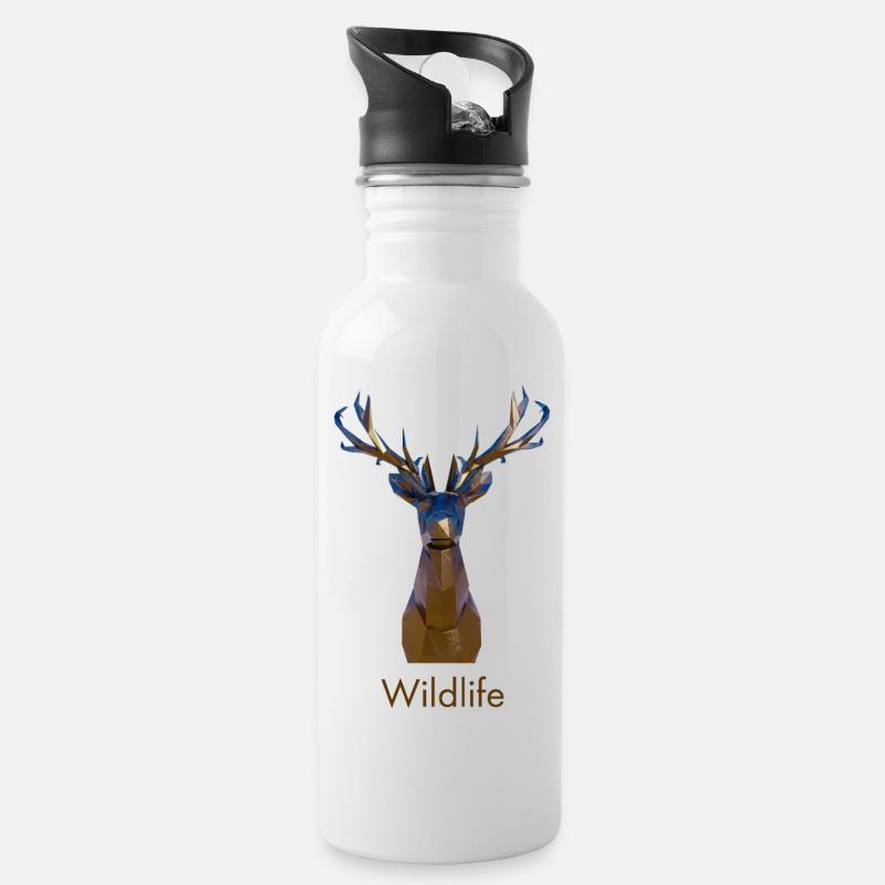 Faune géométrique des cerfs - Gourde avec paille intégrée - blanc
