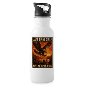 Ziele jagen – Nie Aufhören Adler Fußball - Trinkflasche mit integriertem Trinkhalm - Weiß - Rechts