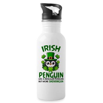 Irish Penguin Shenanigan - Water bottle with straw - white - Right
