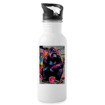 gorilla - Water bottle with straw - white - Right