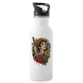 Poison and Roses - Water bottle with straw - white - Right