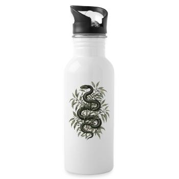 Serpent dans le feuillage – Nature vintage - Gourde avec paille intégrée - blanc - Droite