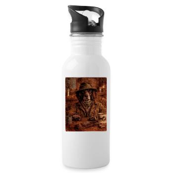 Der Reviermeister - Wachtelhund - Trinkflasche mit integriertem Trinkhalm - Weiß - Rechts