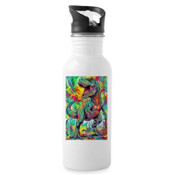 Dinosaurier - Trinkflasche mit integriertem Trinkhalm - Weiß - Rechts