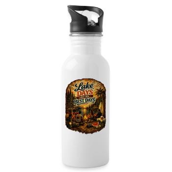 Lake Days am See – Beste Tage - Trinkflasche mit integriertem Trinkhalm - Weiß - Rechts