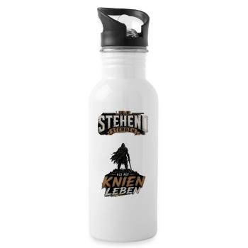 Standhaft Kriegerethos - Trinkflasche mit integriertem Trinkhalm - Weiß - Rechts
