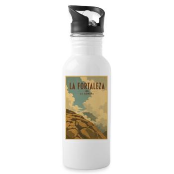 La Fortaleza La Gomera Travel Poster - Trinkflasche mit integriertem Trinkhalm - Weiß - Rechts