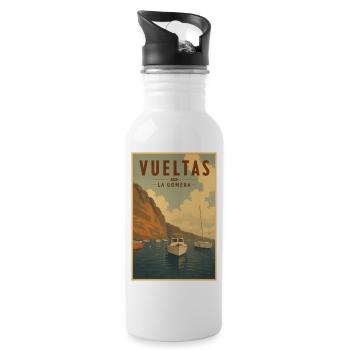 Vueltas La Gomera Poster - Trinkflasche mit integriertem Trinkhalm - Weiß - Rechts