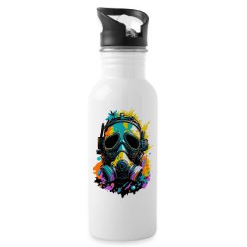 Neon-Spritzgasmaske - Trinkflasche mit integriertem Trinkhalm - Weiß - Rechts