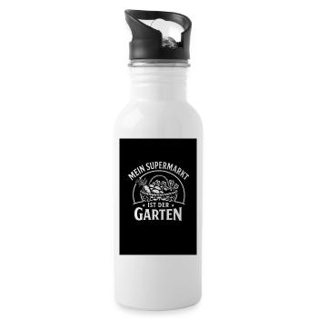 Garten statt Supermarkt - Trinkflasche mit integriertem Trinkhalm - Weiß - Rechts
