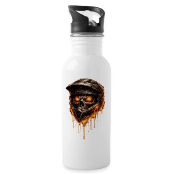 Fire Skeleton Motocross-Helm | Design Badass - Trinkflasche mit integriertem Trinkhalm - Weiß - Rechts