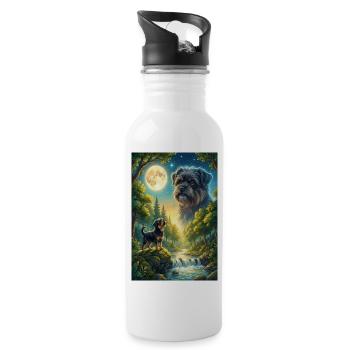 Howling to the Moon Meme Animal Dog Monkey Pinscher - Water bottle with straw - white - Right