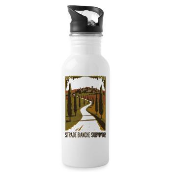 Strade Bianche Survivor Bike Tee - Water bottle with straw - white - Right