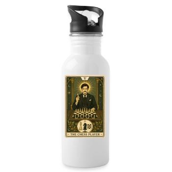 Schachspieler | Strategie Tarot - Trinkflasche mit integriertem Trinkhalm - Weiß - Rechts