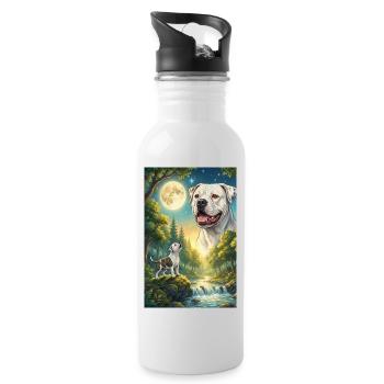 Hurlant à la Lune American Bulldog - Gourde avec paille intégrée - blanc - Droite