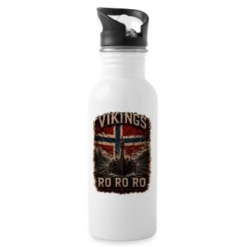 Vikings RO RO RO Norweger Wikingerhemd - Trinkflasche mit integriertem Trinkhalm - Weiß - Rechts
