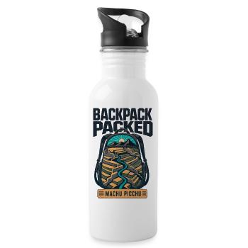 Inca Trail Machu Picchu Daypack, Backpack Packed - Water bottle with straw - white - Right