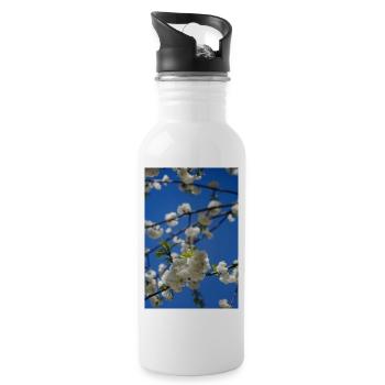 Fleurs de printemps sur un ciel bleu - Gourde avec paille intégrée - blanc - Droite