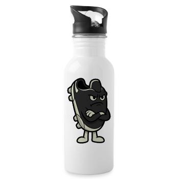 Grumpy Football Boot Funny Soccer Art - Water bottle with straw - white - Right