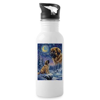 Le chien mème de Hurlement à la Lune Leonberger - Gourde avec paille intégrée - blanc - Droite