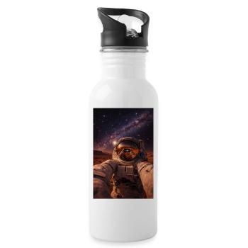 Marsianischer Nachtentdecker - Trinkflasche mit integriertem Trinkhalm - Weiß - Rechts