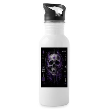 Purple Cosmic Skull Glyphs - Water bottle with straw - white - Right