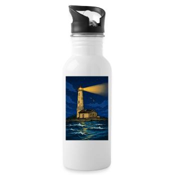 Guiding Light – Küstenerbe - Trinkflasche mit integriertem Trinkhalm - Weiß - Rechts