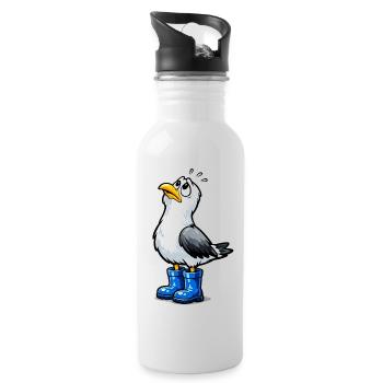 Mouette inquiète - Gourde avec paille intégrée - blanc - Droite