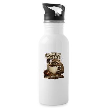 Barely Awake – Coffee Raccoon - Water bottle with straw - white - Right