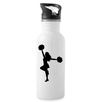 Silhouette de pom-pom girl avec pompons - Gourde avec paille intégrée - blanc - Droite