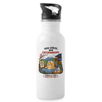 Katzen-Onsenruhe - Trinkflasche mit integriertem Trinkhalm - Weiß - Rechts