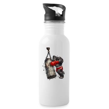 Gorilla Boxer Punching Bag Barrel Zinc - Water bottle with straw - white - Right