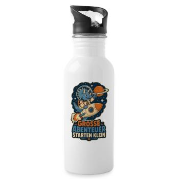 Dino Astronaut – Große Abenteuer starten klein - Trinkflasche mit integriertem Trinkhalm - Weiß - Rechts