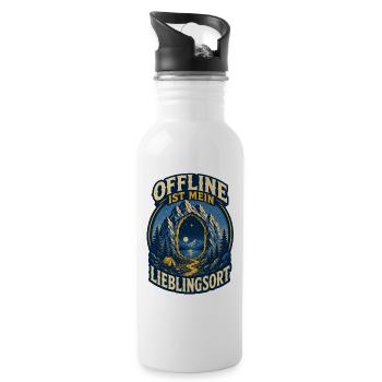 Offline ist mein Lieblingsort – Outdoor - Trinkflasche mit integriertem Trinkhalm - Weiß - Rechts