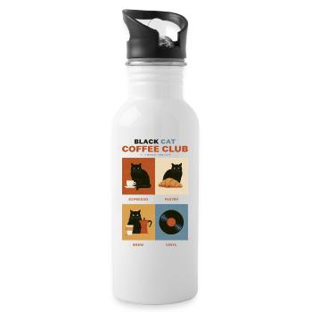 Black Cat Coffee Club Panels - Water bottle with straw - white - Right