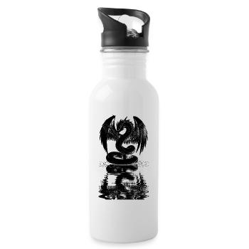 Dragon Blanc Ailé Serpent Reflet Eau Manga Fantasy - Gourde avec paille intégrée - blanc - Droite