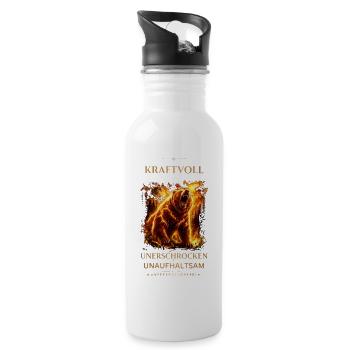 Baer-_Kraftvoll_Unerschrocken_Unaufhaltsam - Trinkflasche mit integriertem Trinkhalm - Weiß - Rechts