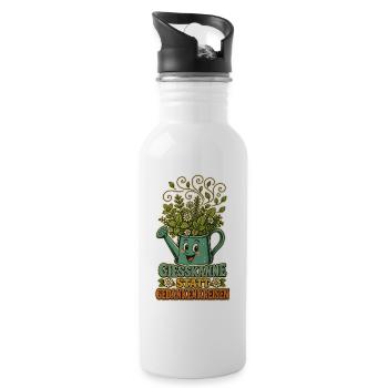 Gießkanne statt Gedankenkreisen - Trinkflasche mit integriertem Trinkhalm - Weiß - Rechts